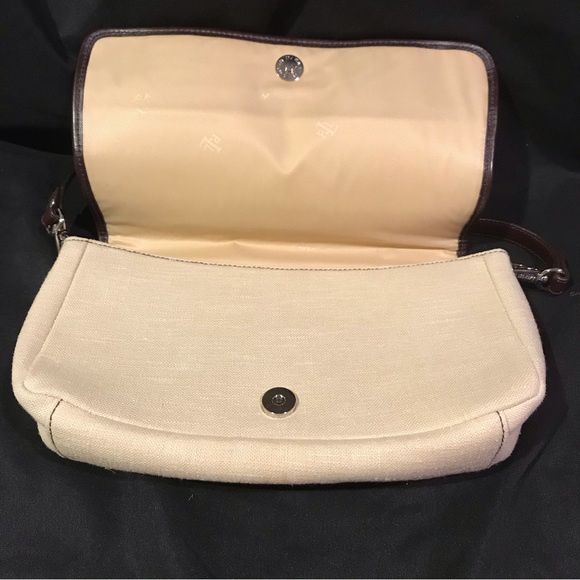 Ralph Lauren Purse - Shoulder, 12”x7”x3”, cream and brown, multiple pockets. - Picture 2 of 10